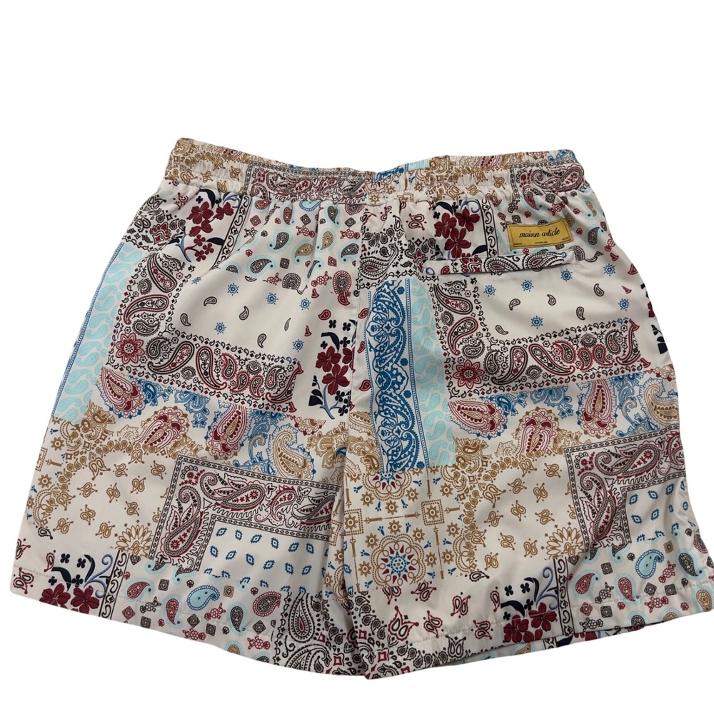 Maison Article Men's Patchwork Paisley Swim Trunks Shorts‎ Size LG